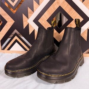 Dr. Martens Black Chelsea Boots with Yellow Stitching